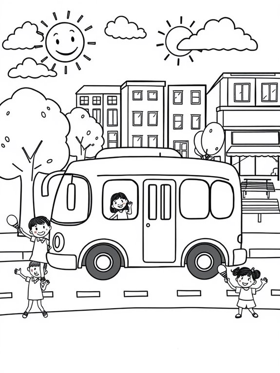 playful city bus scene