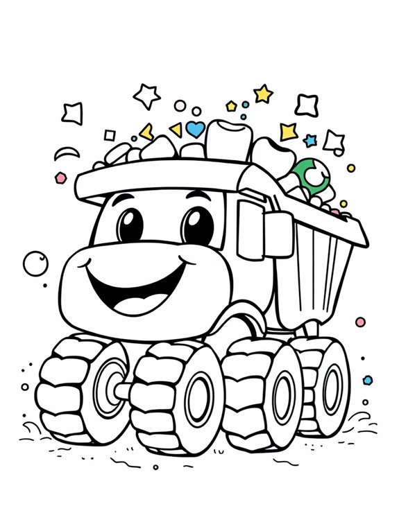 playful dump truck coloring