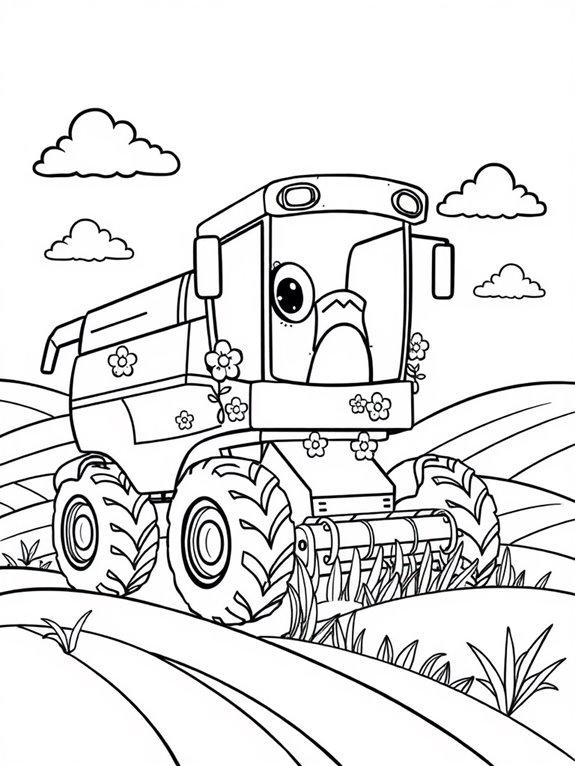 playful farm machinery illustration