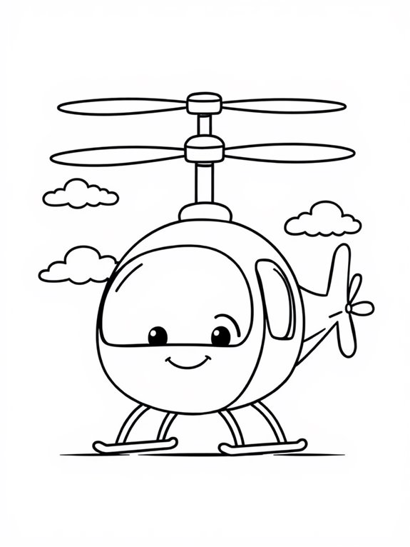 playful helicopter coloring page