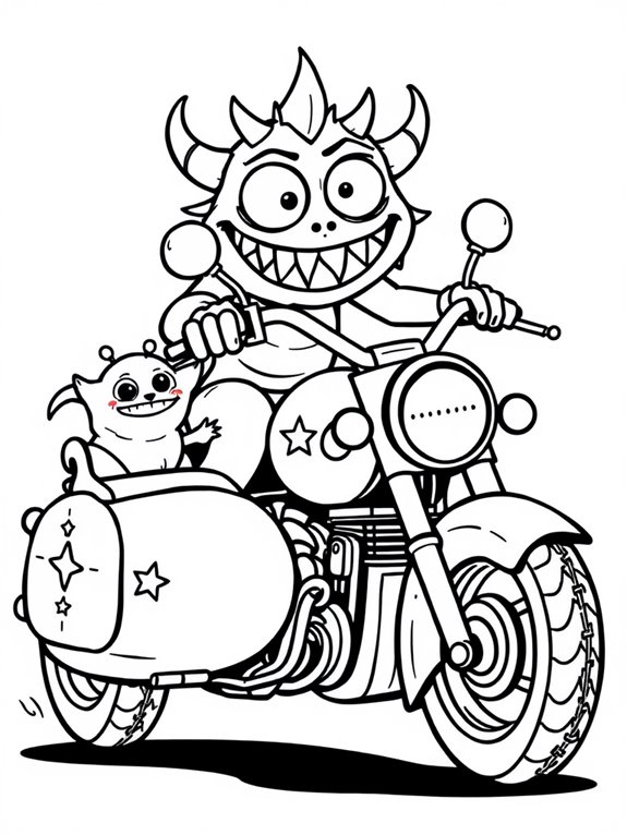 playful monster sidecar motorcycle