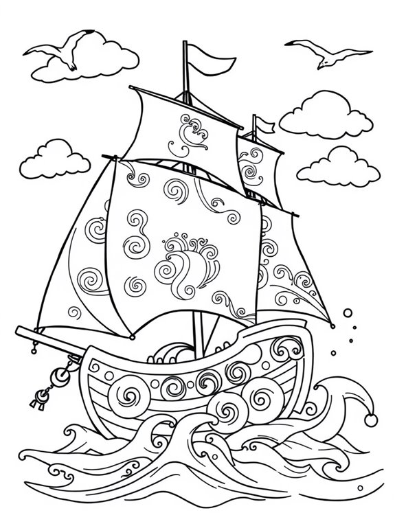 playful ship coloring activity