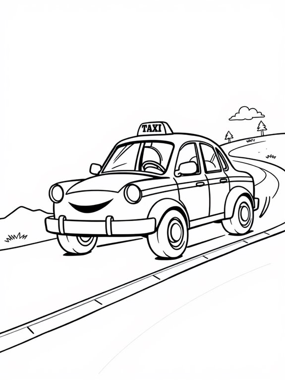 playful taxi racing illustration