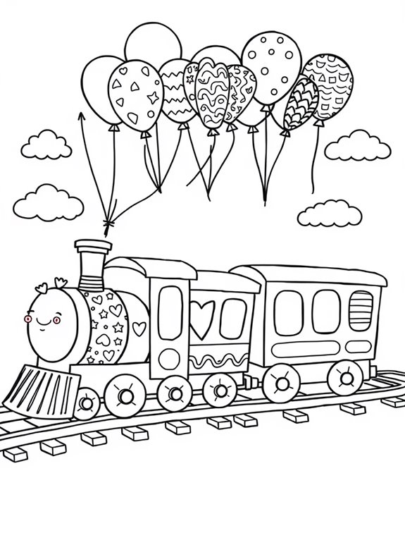 playful train with balloons