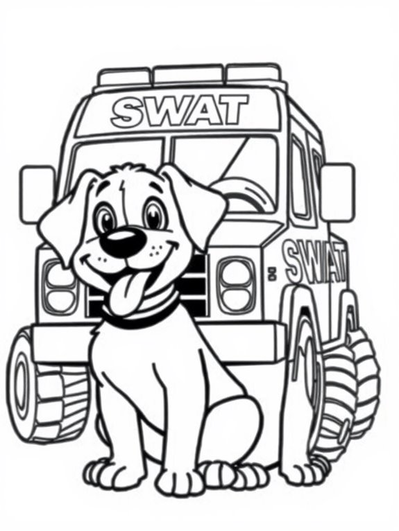 puppy and swat truck