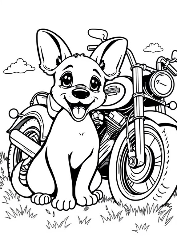 puppy riding harley motorcycle