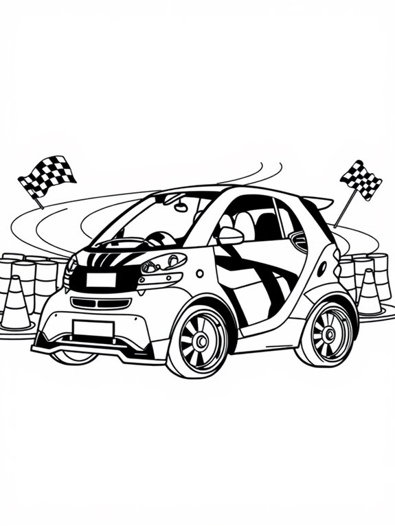 racing themed smart car coloring