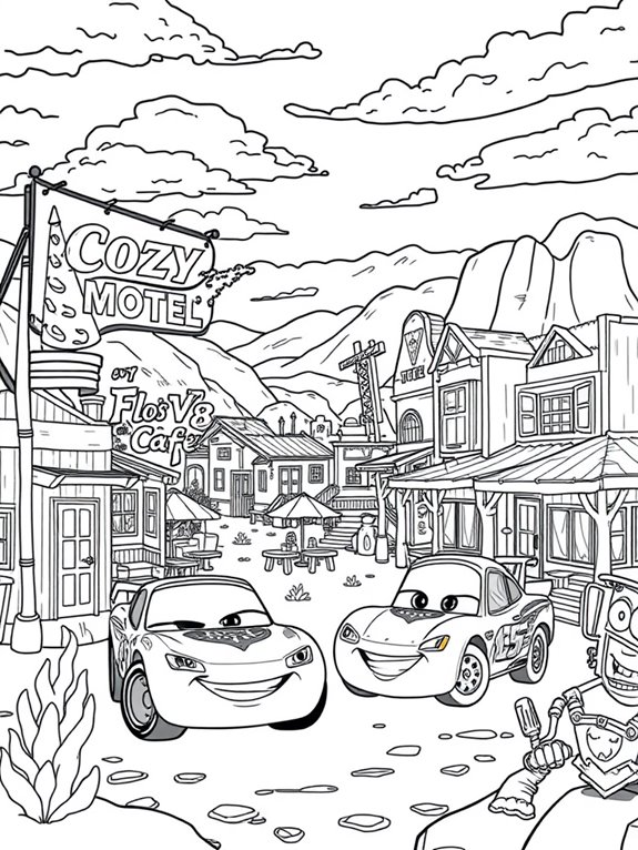 radiator springs coloring page