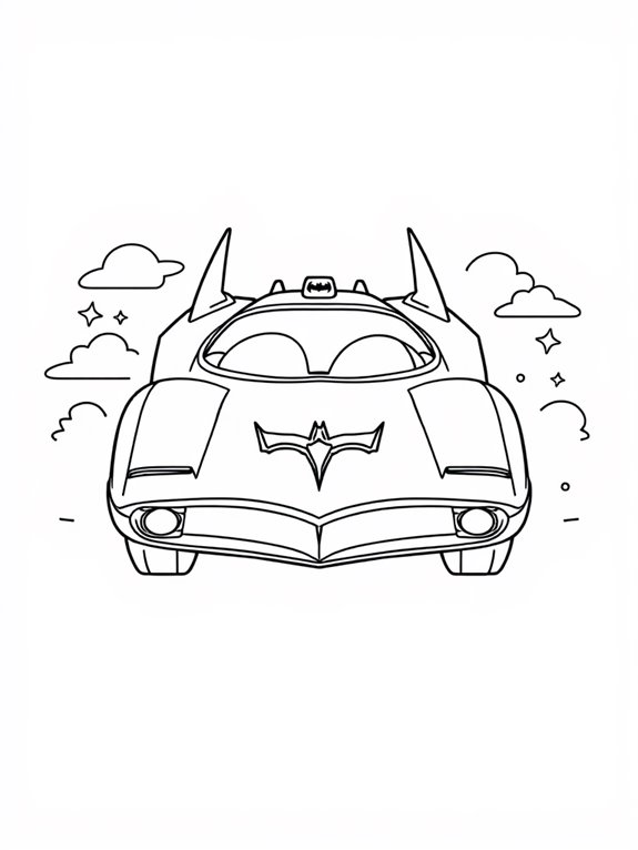 retro batmobile coloring activity