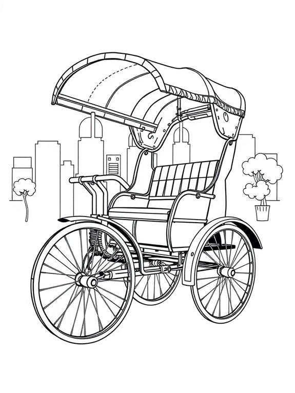 rickshaw line art coloring