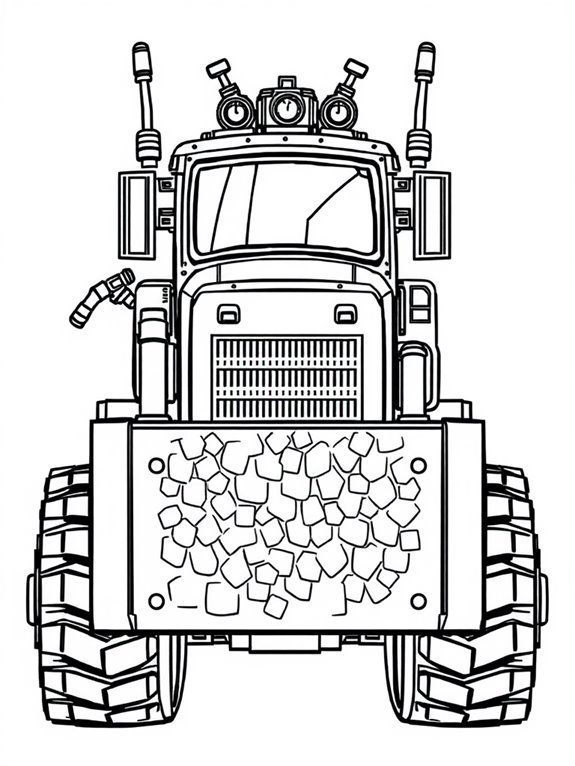 robot themed bulldozer coloring page