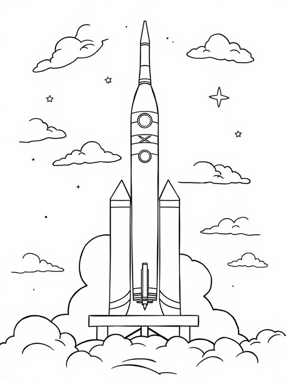 rocket launch coloring page