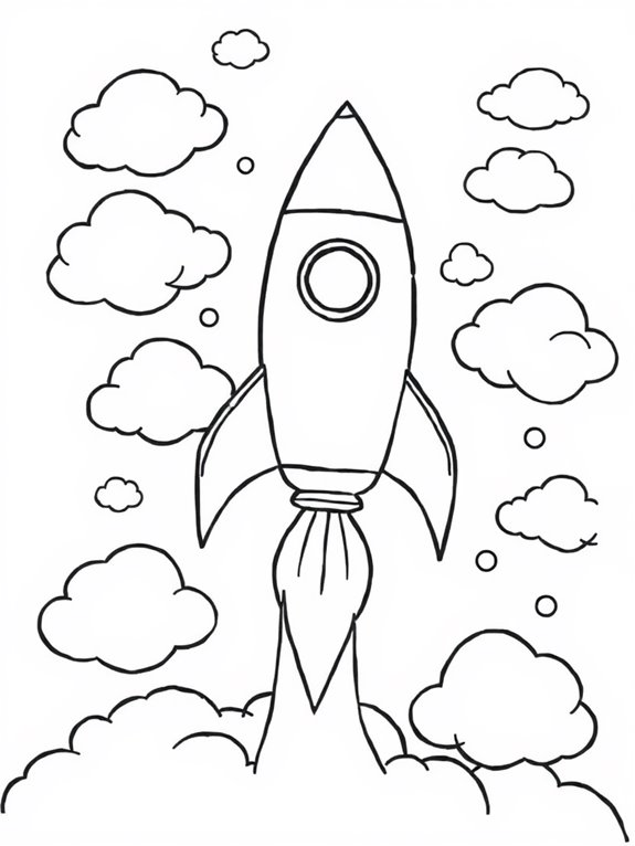 rocket with clouds illustration