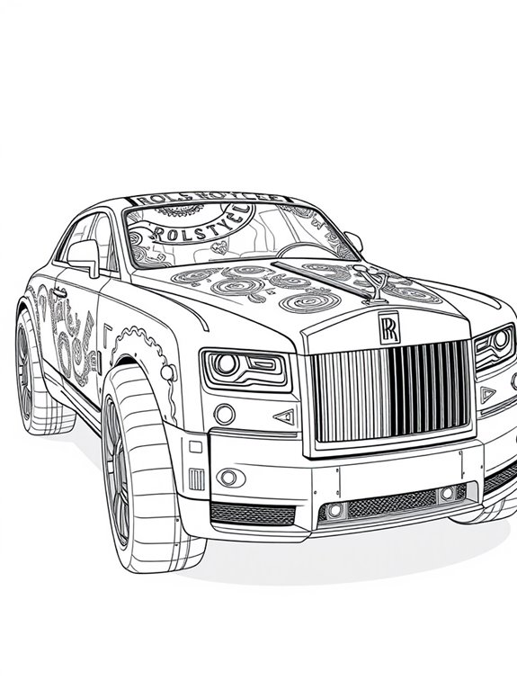 rolls royce coloring page design