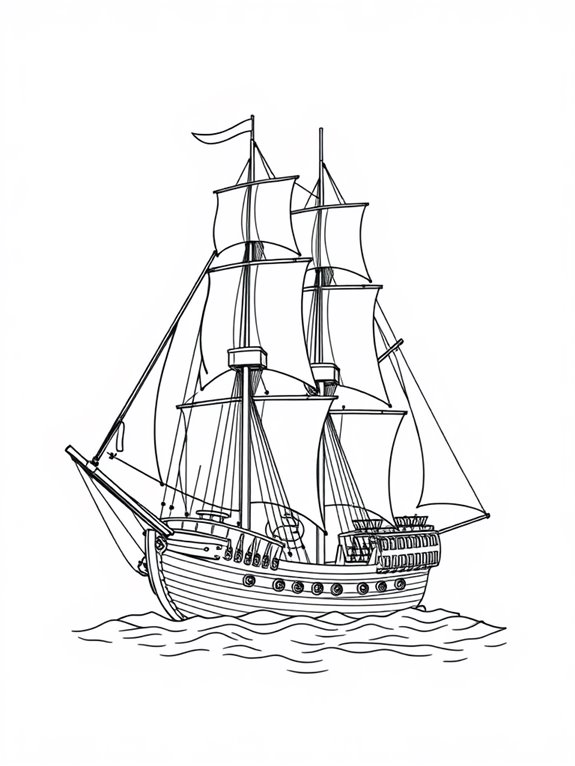 sailing ship coloring page