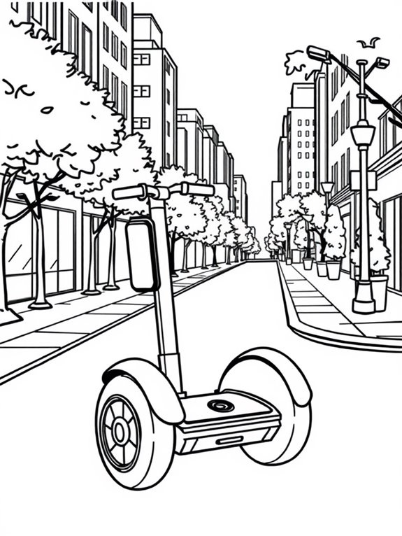 segway cruising urban landscape