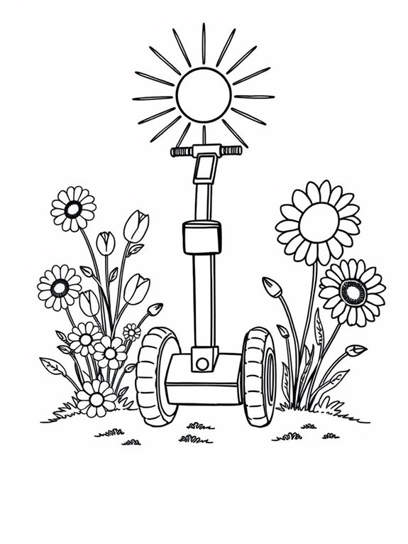 segway surrounded by flowers