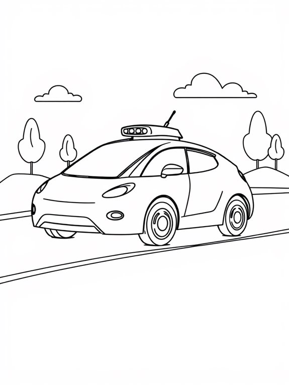 self driving car coloring page