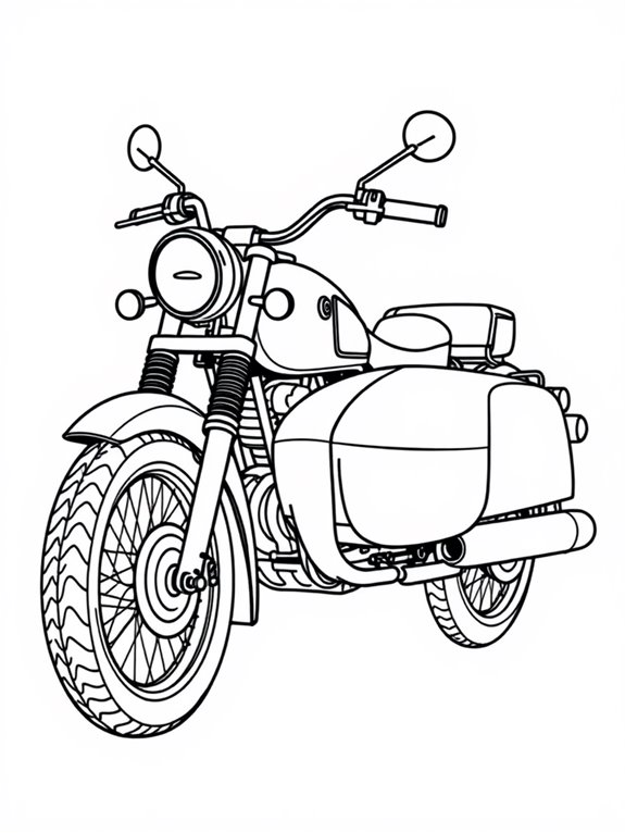 sidecar motorcycle coloring page