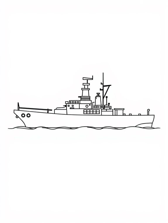 simple battleship coloring outline