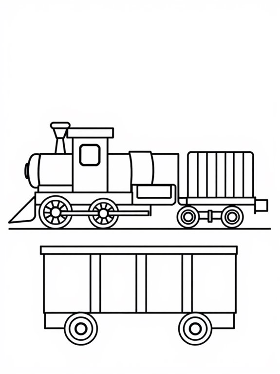 simple cargo train coloring page