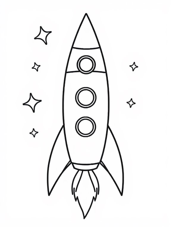 simple rocket coloring page