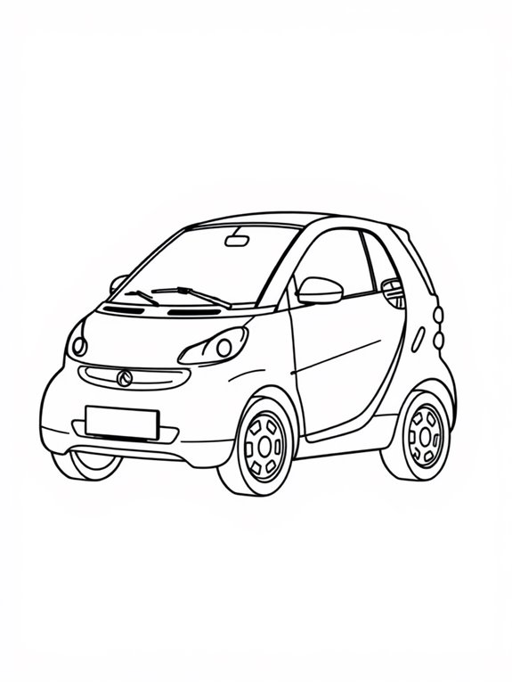 smart car coloring outline