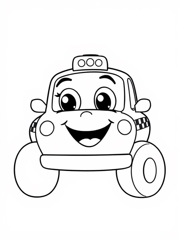 smiling cartoon taxi illustration