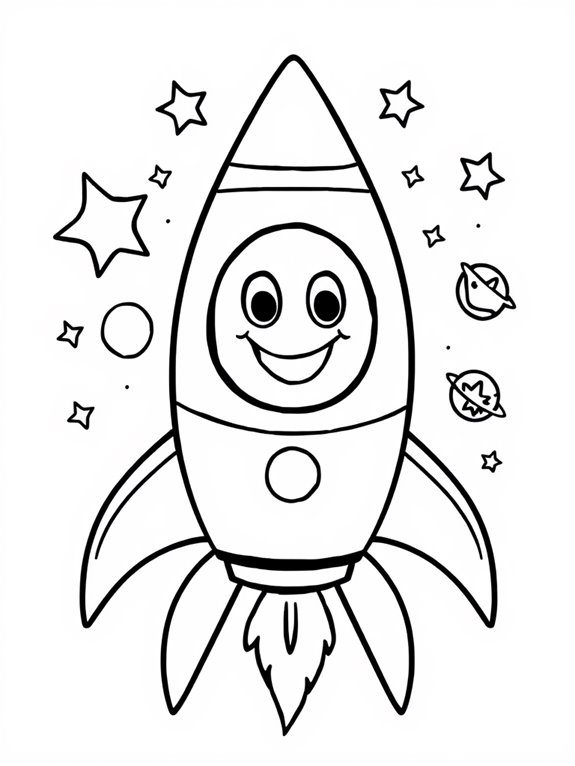 smiling rocket coloring page