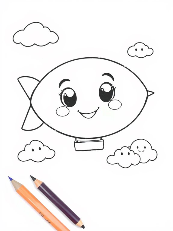 smiling zeppelins coloring page