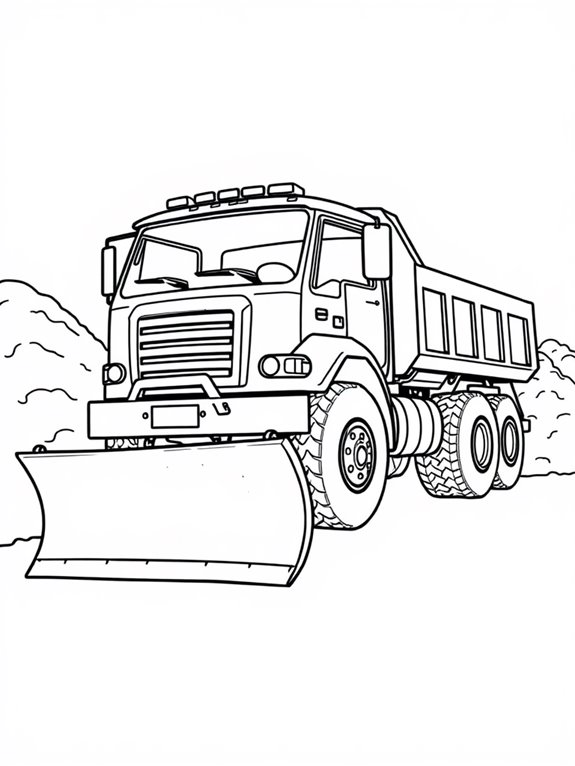 snowplow truck and snowdrifts