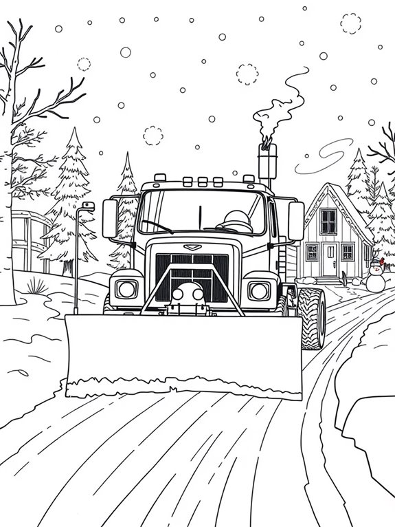 snowplow truck winter scene