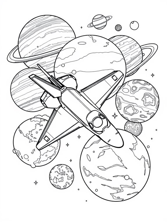 space shuttle and planets