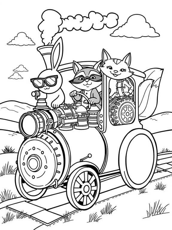 steam car with animals