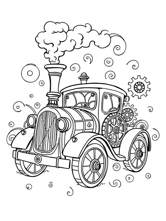 steam car with patterns