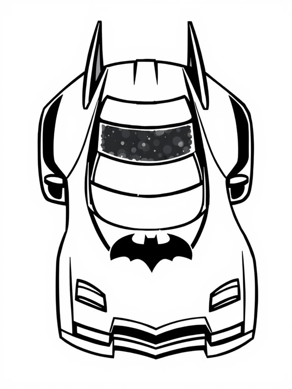 stylized batmobile coloring page