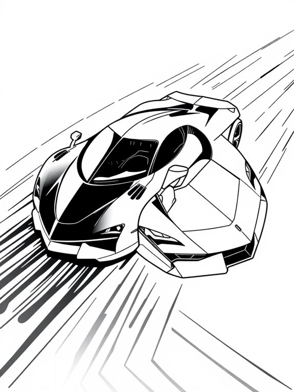 stylized hypercar coloring page