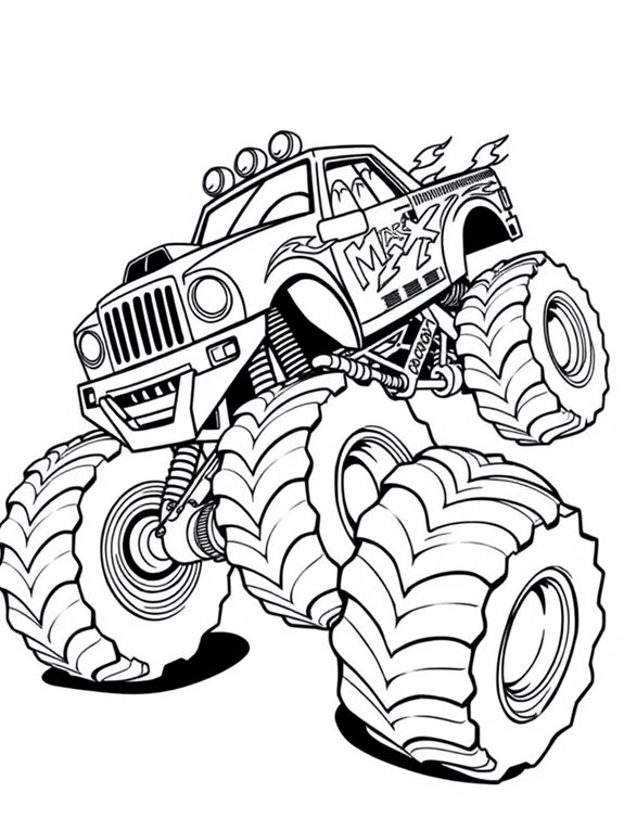 stylized monster truck coloring