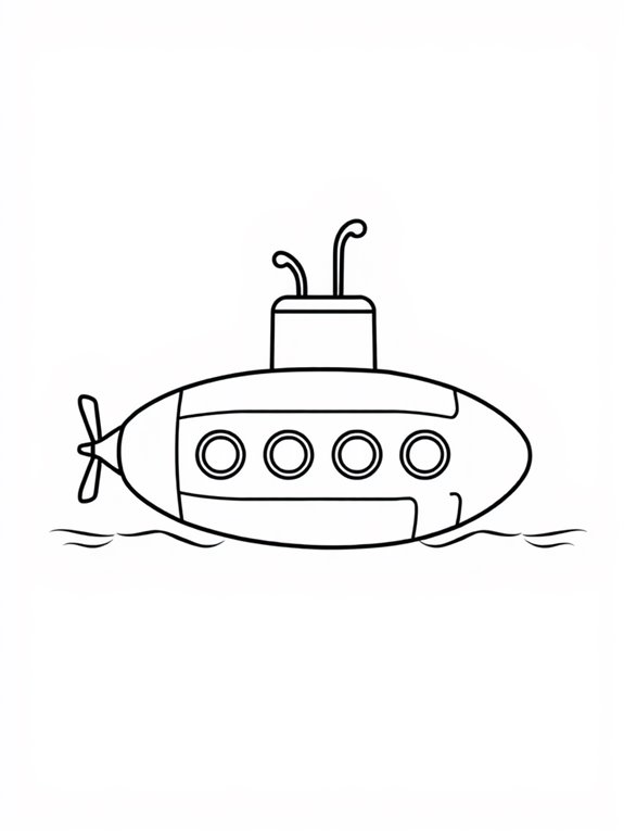 submarine coloring activity page