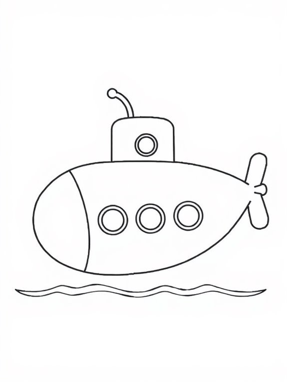 submarine coloring page design