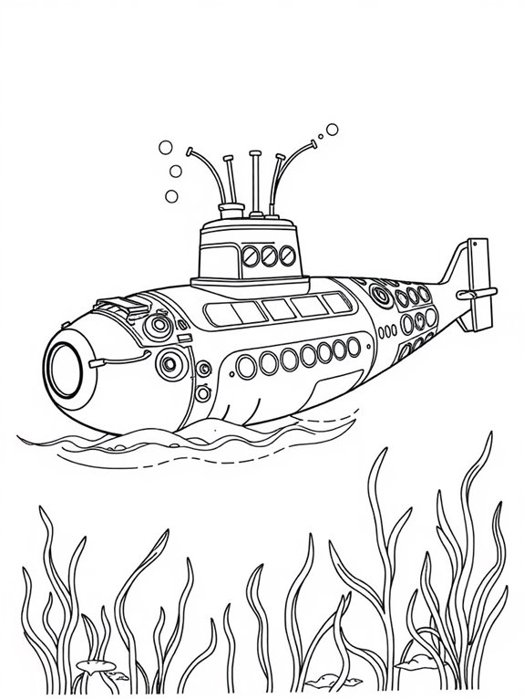 submarine coloring page design