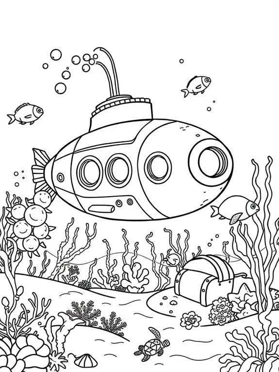 submarine themed coloring page