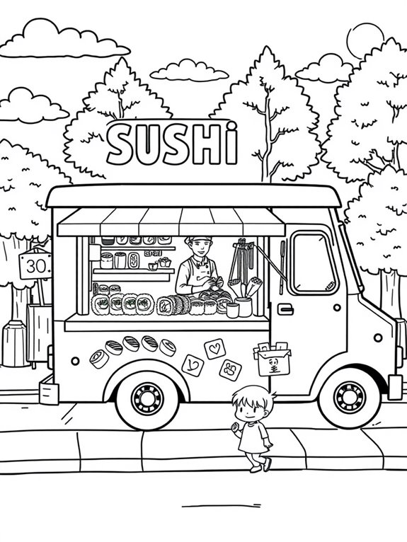 sushi food truck illustration