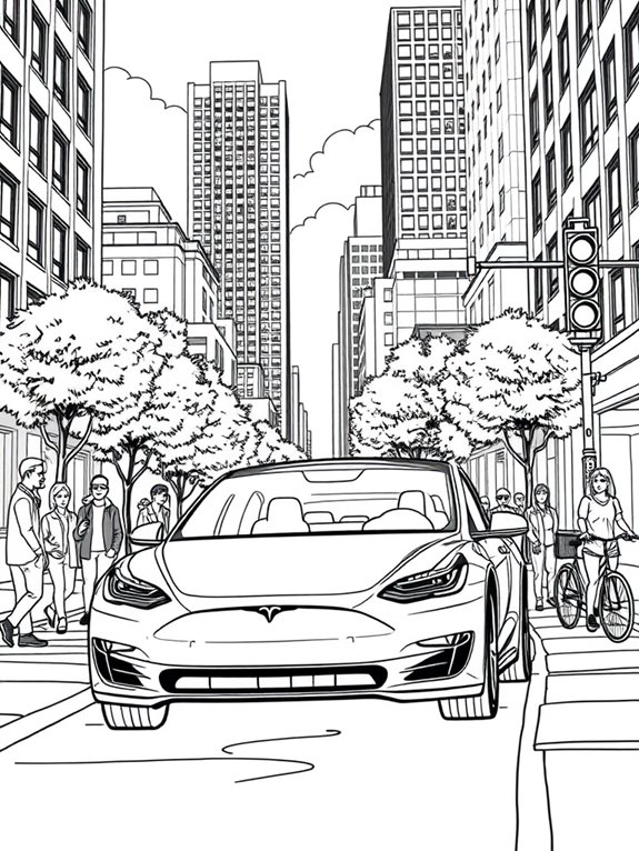 tesla city scene coloring