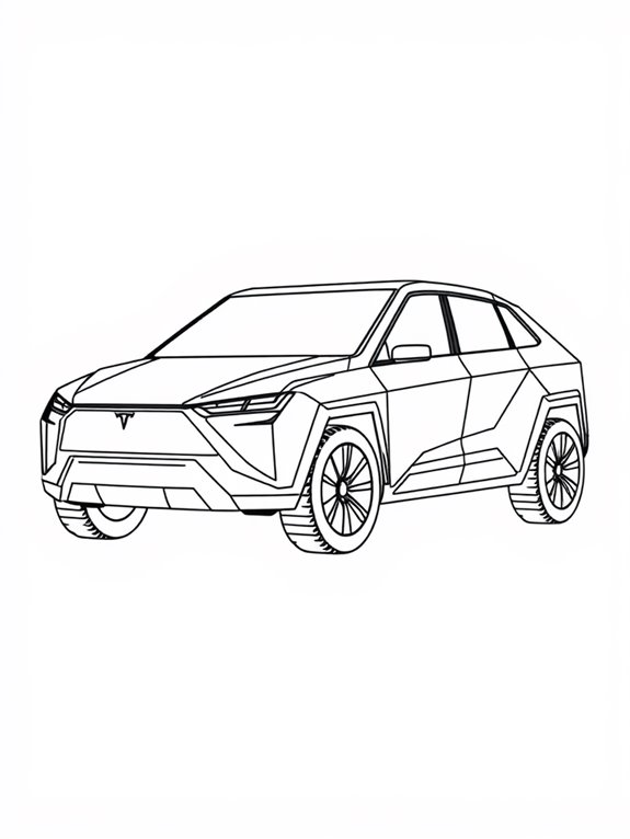 tesla cybertruck coloring page