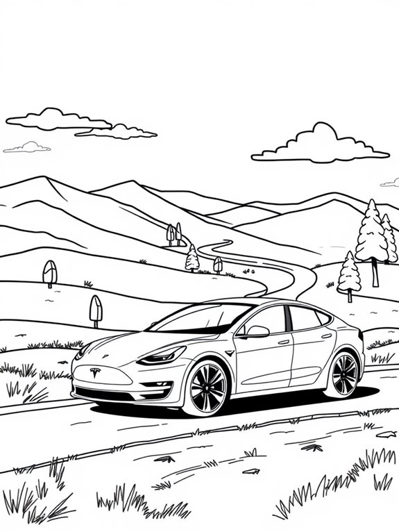 tesla landscape coloring page