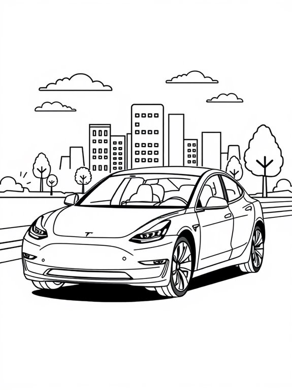 tesla model 3 coloring page