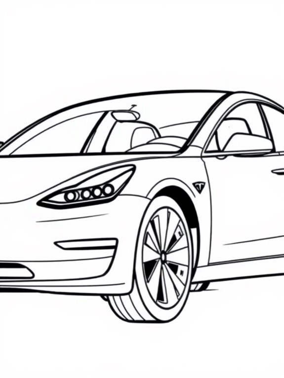 tesla model 3 outline drawing