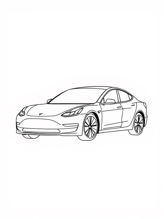 tesla model 3 outline drawing