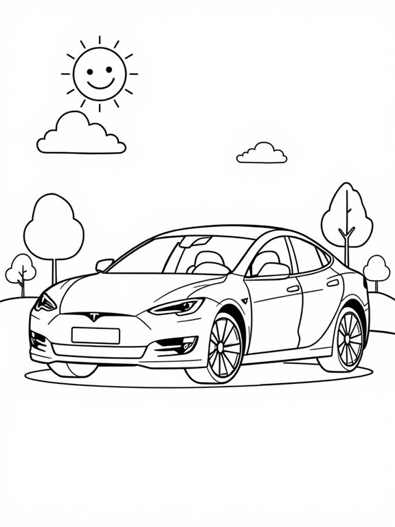 tesla model s coloring page